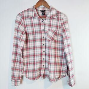 Vintage Y2K Wet Seal Womens Pink Plaid Button Up Shirt Size Large 90s Western